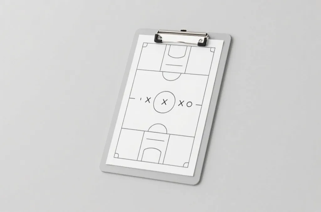 Basketball tactical clipboard with strategy drawings